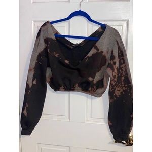 Acid wash black off shoulder sweatshirt